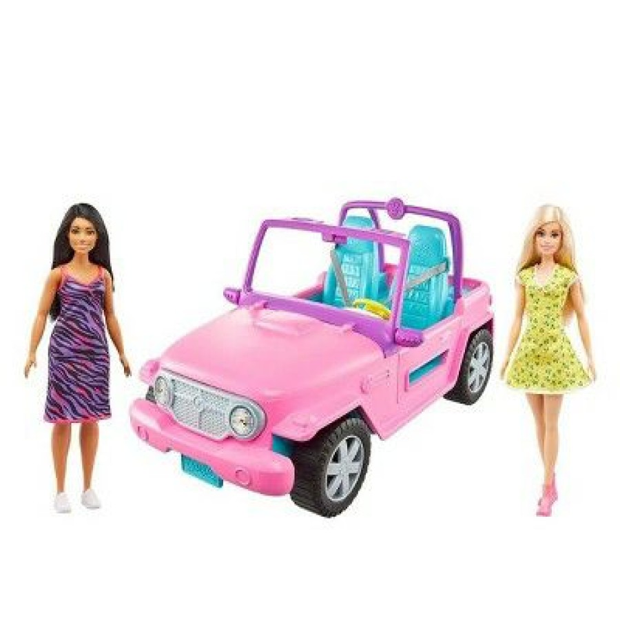 * Mattel Barbie Doll & Friend With Vehicle Jeep & Two Barbie Dolls