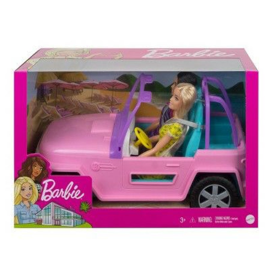 * Mattel Barbie Doll & Friend With Vehicle Jeep & Two Barbie Dolls