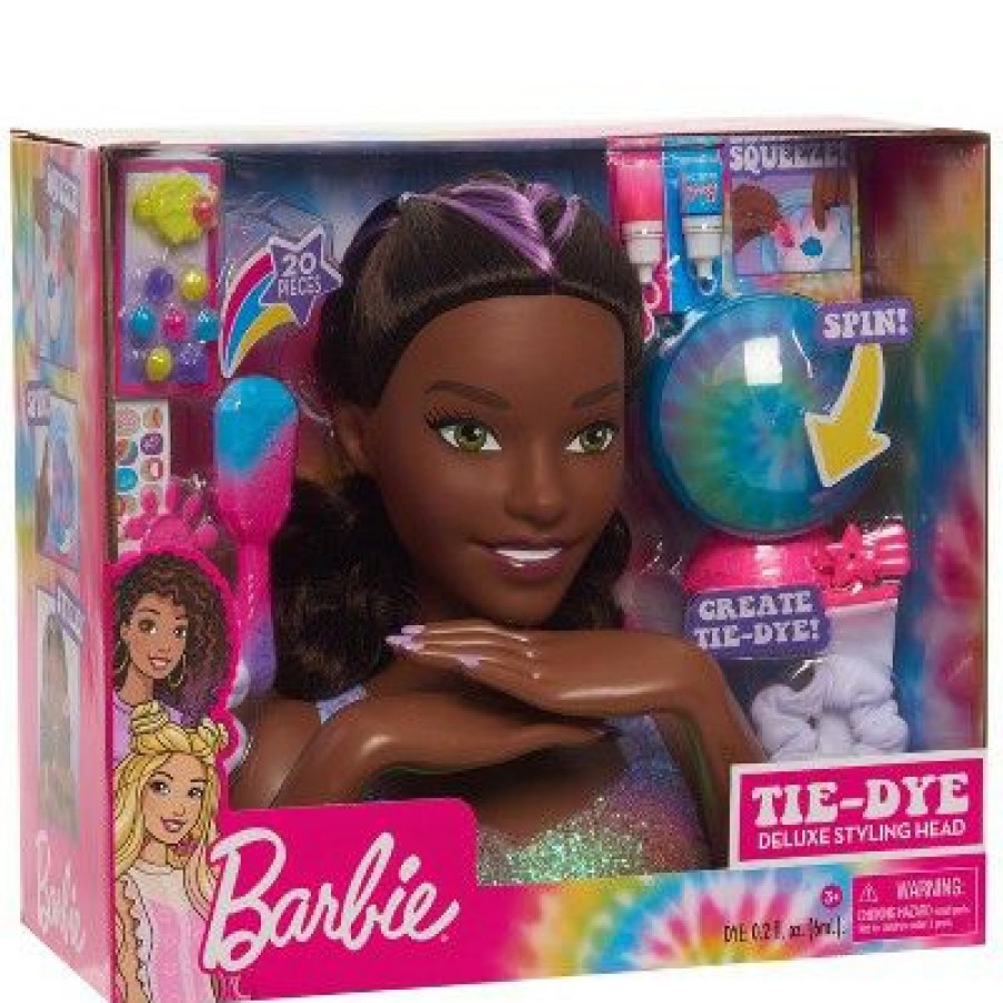 * Barbie Tie-Dye Deluxe Styling Head Brunette Hair With Purple Highlights