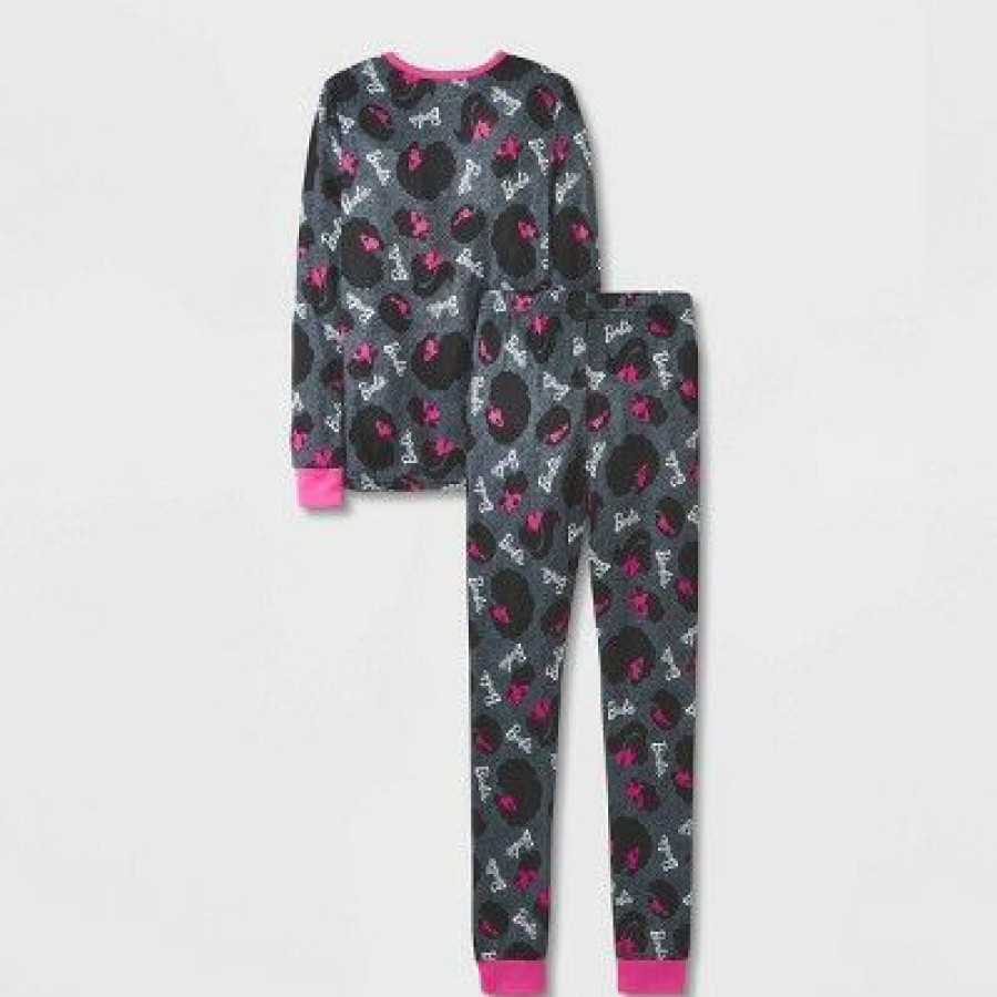 * Girls' Barbie 4Pc Long Sleeve Pajama Set Black