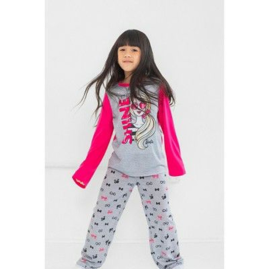 * Barbie Girls Pajama Shirt And Pants Sleep Set Little Kid To Big Kid