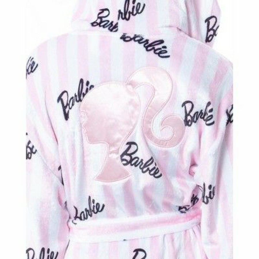 * Intimo Mattel Barbie Logo Womens' Luxury Fleece Plush Robe Hooded Bathrobe