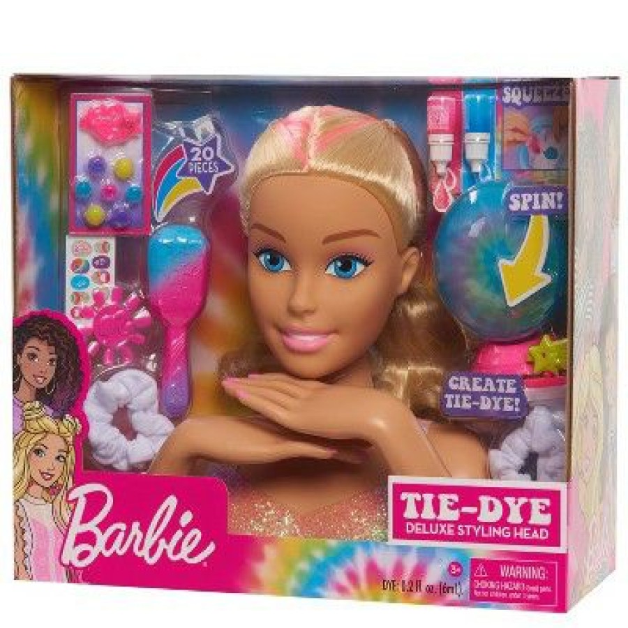 * Barbie Tie-Dye Deluxe Styling Head Blonde Hair With Pink Highlights