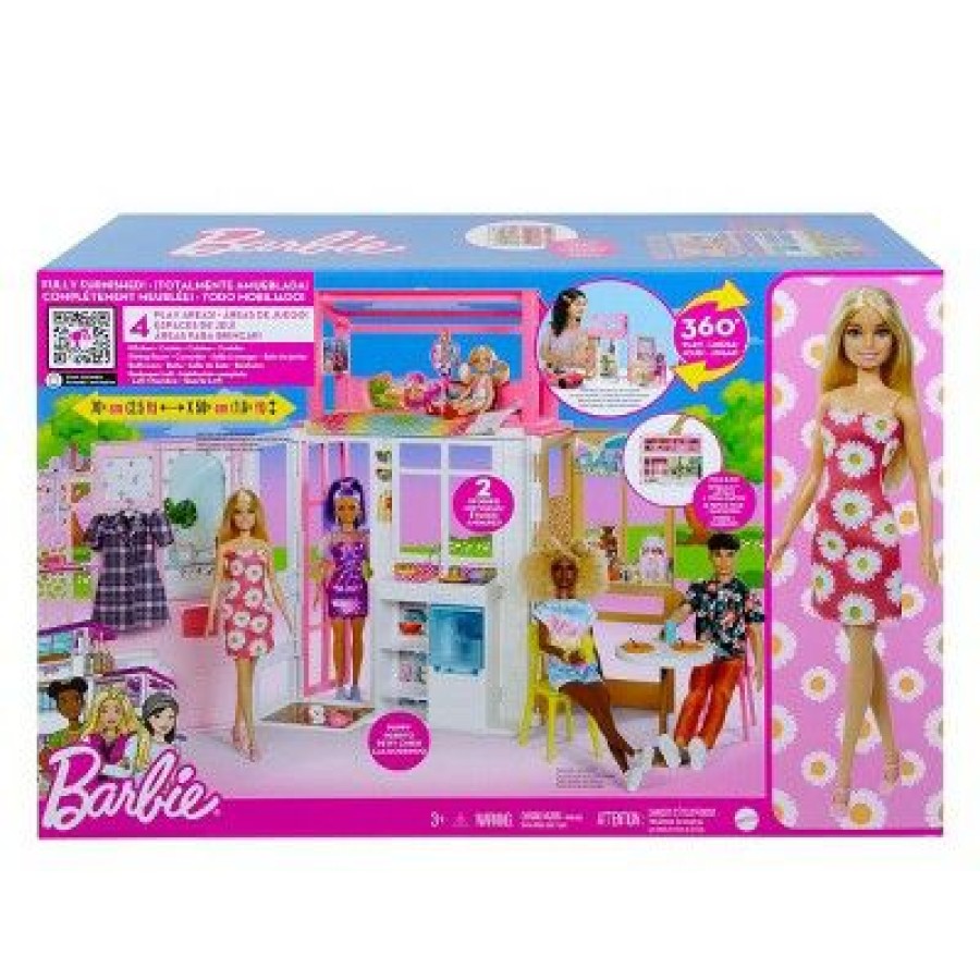 * Fully Furnished Barbie House With Barbie & Puppy