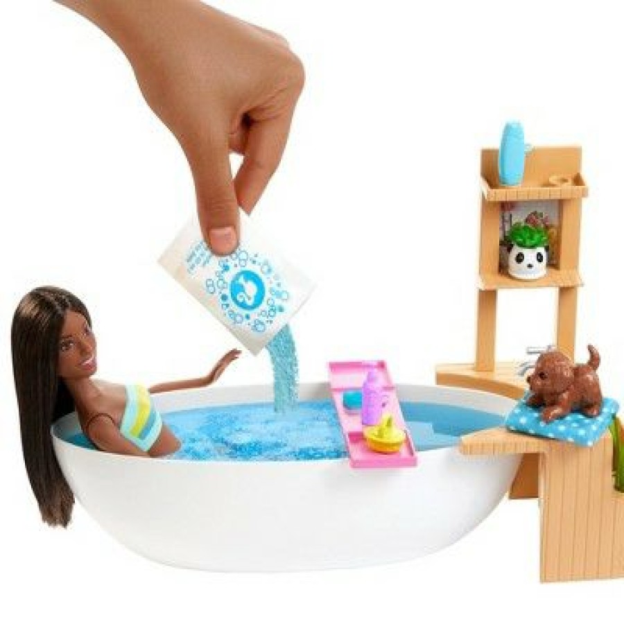 * Barbie Fizzy Bath Brunette Doll And Playset