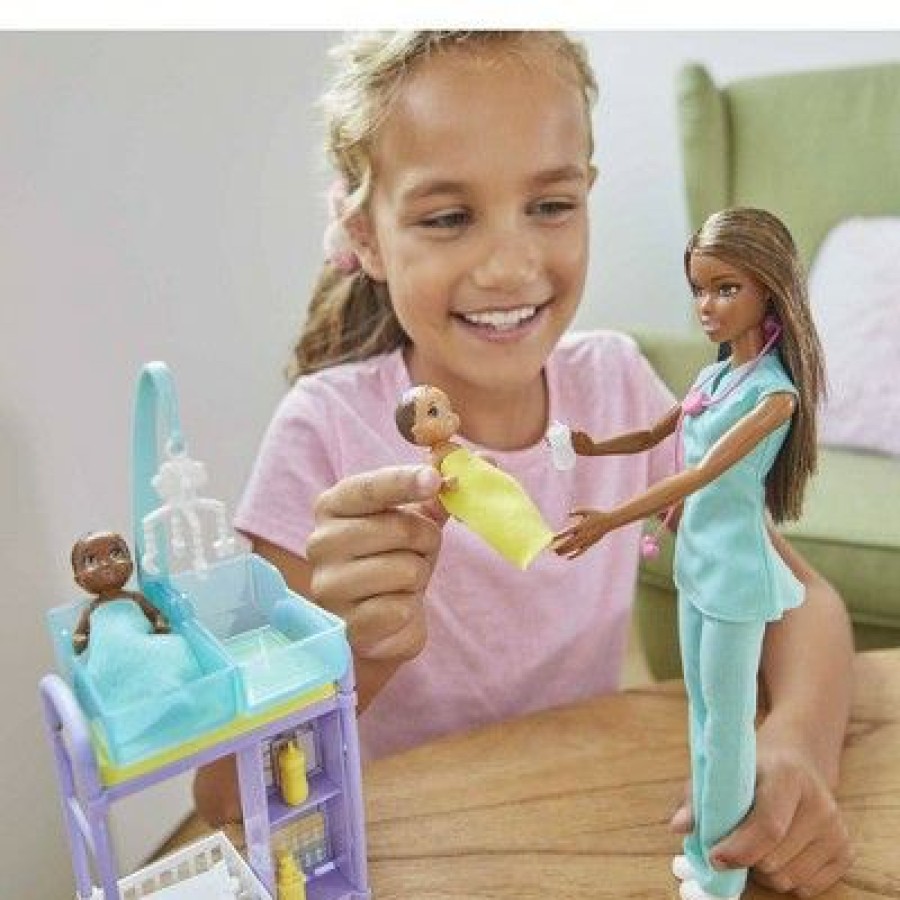 * Barbie You Can Be Anything Baby Doctor Brunette Doll And Playset