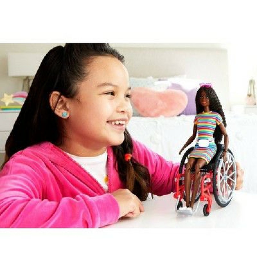 * Barbie Fashionistas Doll #166 With Wheelchair & Crimped Brunette Hair