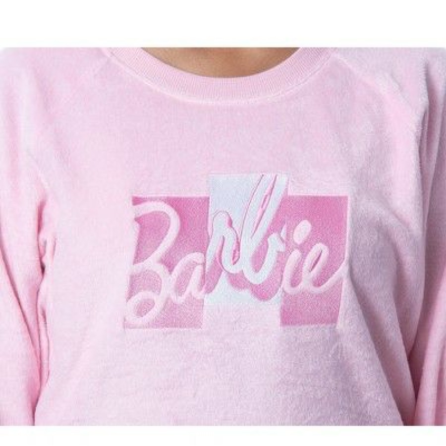 * Intimo Mattel Womens' Barbie Classic Logo Sweater And Shorts Sleep Pajama Set